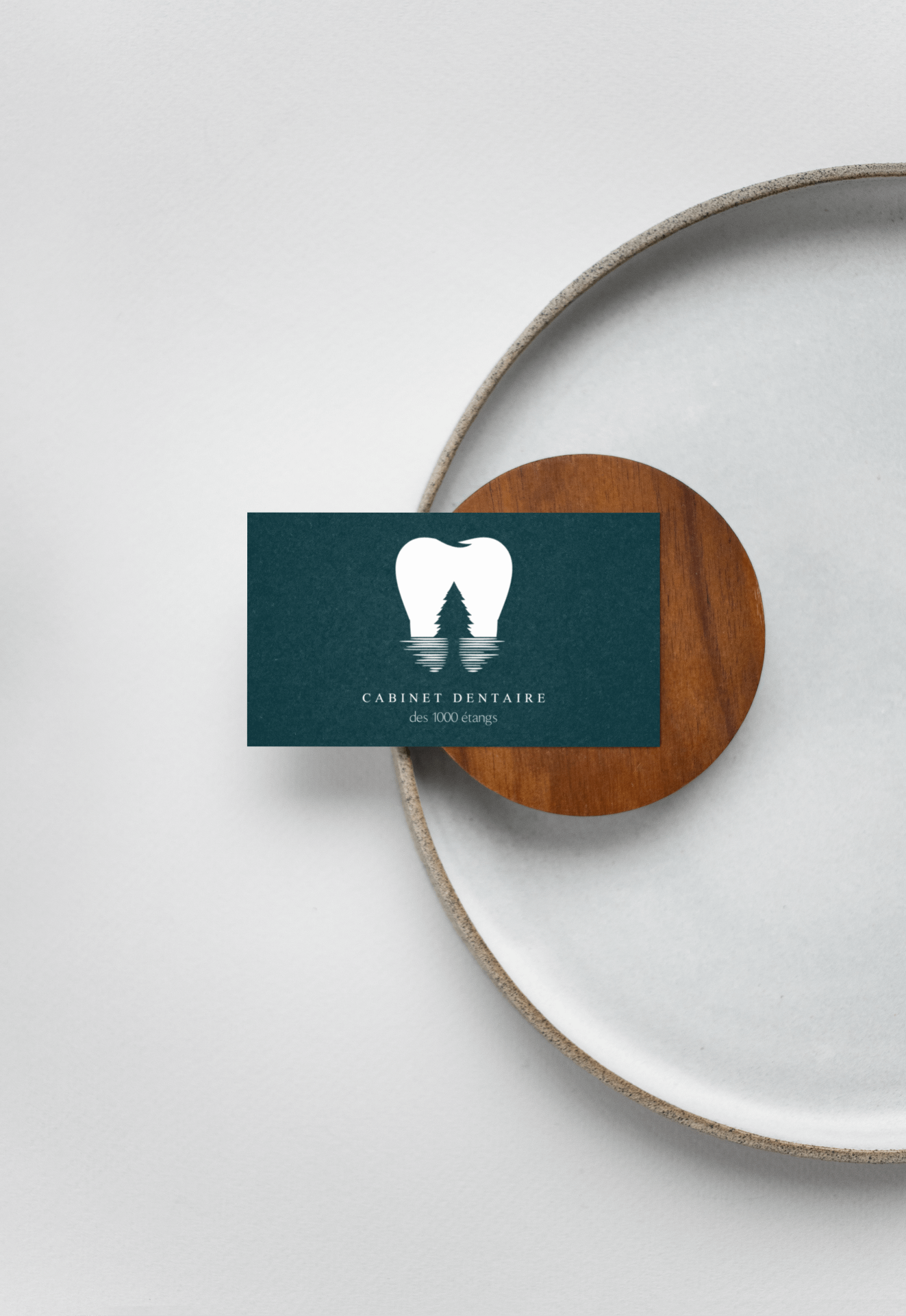 Business Card on Plate PSD Mockup